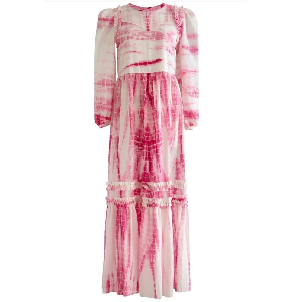 Alix Of Bohemia Pink and White Tie-Dye Maxi Dress